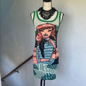 Hayes Womens NWOT Y2K Dead Stock All Over Graphic Print Martini‎ Dress Medium